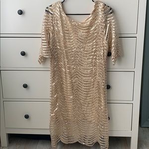 Gold sequin mini dress